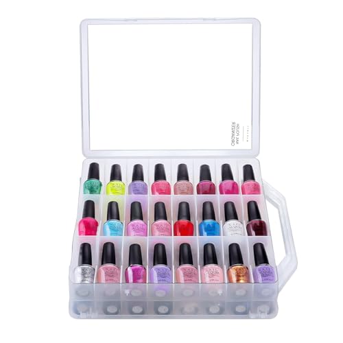 Makartt Nail Polish Organizer: Clear Nail Polish Holder for 48 Bottles, Portable Sturdy Gel Polishs Organizer Case with 8 Adjustable Dividers, Double-Sided Opening Space Saver for Salon & Home Use - size: Clear 48 bottles
