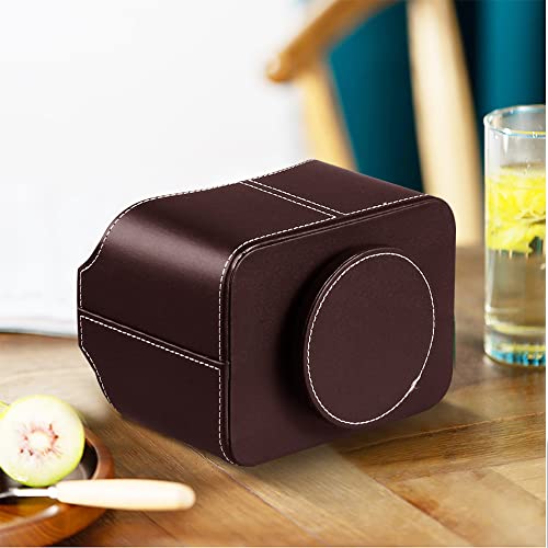 Fanousy 360° Rotating Remote Control Holder, PU Leather TV Remote Caddy Organizer Basket Storage Box with 5 Compartments for Pen, Pencil, Art Supplies, Makeup Brush, Office Desk Table Accessories - color: Brown