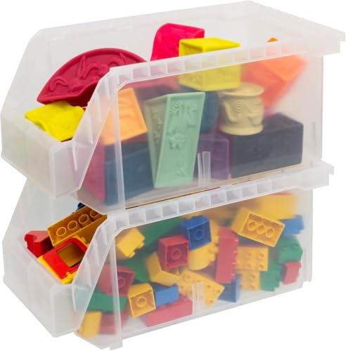 ReadySpace Large Plastic Storage Bins, Stackable Organizer Containers for Closet Pantry Shelf Garage and Office Organization, Clear, 6 Pack - color: Clear, size: Large, 6-Pack