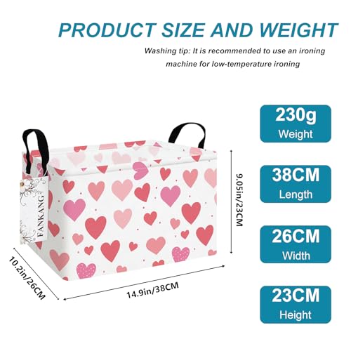 FANKANG Storage Bins,Nursery Hamper Canvas Laundry Basket Foldable with Waterproof PE Coating Storage Baskets for Boys and Girls, Office, Bedroom, Clothes,Toys(Rec-Colorful hearts ） - color: Rec-Colorful hearts