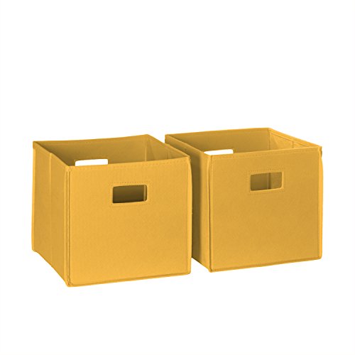 RiverRidge Folding Storage Bins with Handles Golden yellow Cube Storage Organizer for Closet, Bedroom & Playroom - Closet Organizers and Storage Set of 2 - color: 2 Golden Yellow Bins