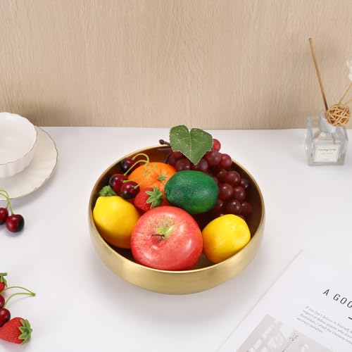 8.3" Golden Key Bowl for Entryway Decorative Key Holder Round Fruit Dish Stainless Steel Catch All Bowl for Coffee Table Kitchen Counter Home Decor - color: Gold, size: 8.3 Inches