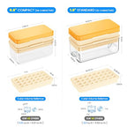 PHINOX Ice Cube Tray with Lid and Bin, Ice Trays for Freezer, Flexible Ice Cube Trays, Making 56 pcs Ice Cubes, Chilling Cocktail, Whiskey, Coffee, with 2 trays, Ice Container, Scoop&Cover, BPA Free - color: Yellow, size: 0.8"-2tier