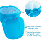 Keedolla Denture Cup Orthodontic Retainer Case, Denture Bath Box Dental Mouthguard Case Cleaning with Brush, Strainer Basket and Lid Waterproof - Blue - color: Bluw