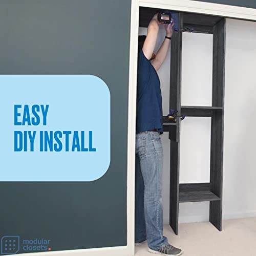 Modular Closets Vista Collection Double Hanging Wood Closet Organizer Unit (Grey, 21" Wide) - color: Grey, size: 21" Wide