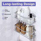 KINCMAX Iron Shower Caddies - Self Adhesive Bathroom Shelves for Showers - Wall Organizer Shampoo Holder Shelf - Peel and Stick On Caddy Bath Tub Rack - Pack of 2 Holders - Silver - style: 2-Pc Caddies - Wavy, Silver