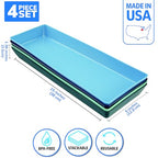 US Acrylic Coastal Plastic Serving Trays (Set of 4) 15” x 5” | Narrow Unbreakable Reusable Rectangular Party Platters | Serve Appetizers, Fruit, Veggies, & Desserts | BPA-Free & Made in USA - color: Coastal, size: 15" x 5"