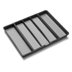 madesmart Expandable Utensil Tray, 8 Compartment Organizer for Forks, Knives & Spoons, Deep Storage for Ladles, Whisks & Serving Tools Non Slip, Soft Grip Base, Expands to Fit Most Drawers, Carbon