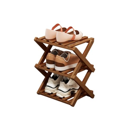 Shoe Rack - Foldable Vertical Shoe Rack for Entryway,Durable and Easy to Assemble,Applicable to Home Entrance, Closet and Bedroom (Tawny-3 Layers) - color: Tawny-3 Layers