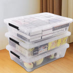 40 Quart Clear Plastic Underbed Storage Container, Wheeled Latching Storage Box for Shoes, Bags, Clothes, Set of 3 - size: 40 Quart