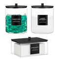 Glass Jars and Acrylic Dryer Sheet Holder, Laundry Pods Container with Bamboo Lid and 27 Labels, Powder Detergent Containers for Laundry Room Organization, Storage Jars Set (3 Pack, Black) - color: Black