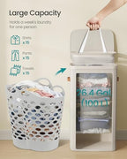 SONGMICS Laundry Basket, 26.4 Gal. Laundry Hamper, Easy Assembly, with Lid and Handles, Removable Liner, 16.5 x 12.6 x 29.5 Inches, Cappuccino Beige ULCB811LH01 - color: Cappuccino Beige, size: 100 L (1-Section)