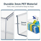 MOONEDGE 8 Pack Modular Clear Plastic Storage Organizer Bins – 4 Large & 4 Narrow, Nestable Space-Saving System for Pantry, Kitchen, Fridge, Bathroom & Cabinet Organization - Versatile & Easy to Use
