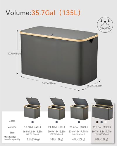 Storage Basket with Lid and Handles, 135L Fabric Bin with Divider for Shelf, Closet, Toy Organization, Collapsible Storage Organizer for Home, Grey - color: Grey, size: 135L