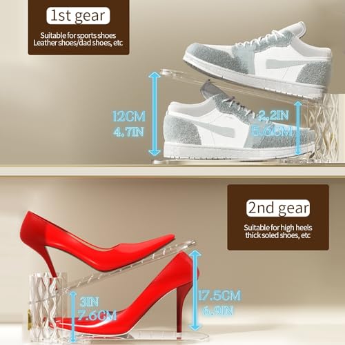Shoe Slots Organizer, Adjustable 10 Pack Shoe Stacker for Closet Storage, Clear Double Layer Space Saver, Durable and Stackable Shoe Holder for Sneakers Heels and Flat - color: Clear, size: 10
