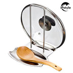 Pan Lid Holder Progressive Lid and Spoon Rest Shelf 304 Stainless Steel Pan Lid Organizer Kitchen Decor Tool
