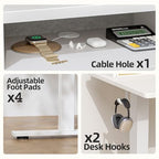 TIQLAB Standing Desk with Two Drawers, Stand Up Standing Desk Adjustable Height, Electric Sit Stand Table with Storage Shelf and Splice Board, 55 * 24 inch, White Wicker - color: White Wicker, size: 55*24 inch without keyboard tray