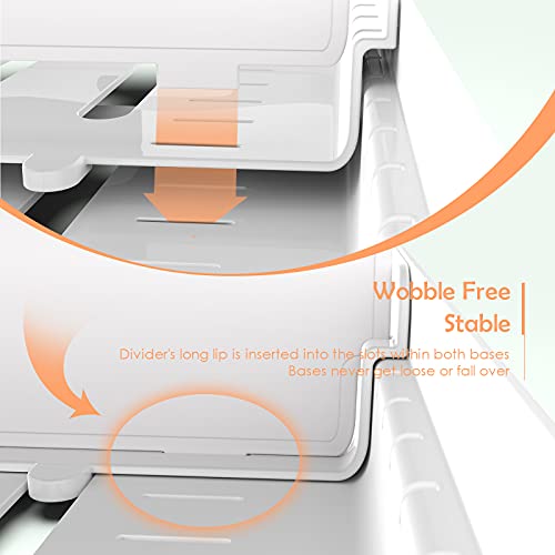 EVERIE Expandable Food Container Lid Organizer for Cabinet, Fits 12-Inch Deep or Deeper Cabinets , Adjustable 13.4" to 20.5", 10 Adjustable Dividers for lids , Drawer, Pantry and Kitchen Storage