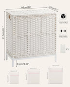 SETVSON Laundry Hamper with Lid 132 L, (35 Gallons) Clothes Hamper with Lid, Handwoven Rattan Laundry Hamper with Metal Heightened Feet, Laundry Hampers with 3 Removable Liner Bags for Laundry-White - color: Cloud White, size: 132 L - 35 gal