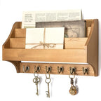 Rebee Vision Pine Wood Key Holder Wall Mount - Rustic 3-Tire Mail Holder for Wall with Sturdy Key Hooks - Multifunctional Key Holder on Wall for Home Office (Light Brown) - color: Yellow