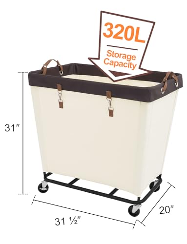 StorageWorks 320L Laundry Basket with Wheels, Extra Large Rolling Hampers for Clothing Organizer, Dirty Clothes Basket for Hotel, Home, Closet, Dorm, Beige - color: Beige, size: 320L
