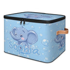 Custom Storage Basket with Name, Personalized Storage Bins with Zipper Lid, Foldable Fabric Storage Box Large capacity with Handle Bubble Elephant - color: Option 18