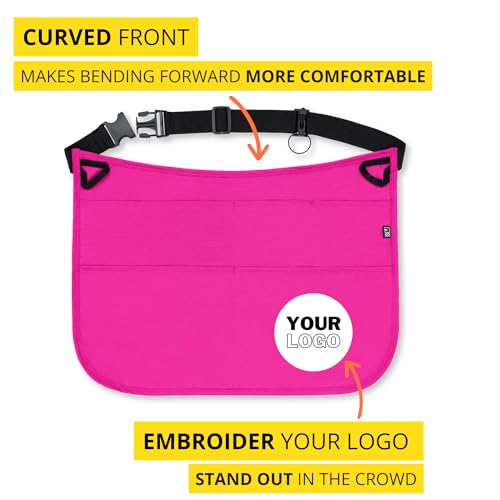 5-Pocket Waterproof Professional Cleaning Apron. Made for Pro Cleaners. Like a Cleaning Caddy Around Your Waist - color: Hot Pink, style: Small