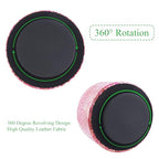 Round Leather Art Supply Organizer,Remote Control Holder,360 Degree Spinning,Multi-Functional Pencil Holder,4 Compartments Desktop Stationary Organizer(1-Rich Flower Pink) - color: 1-Rich Flower Pink