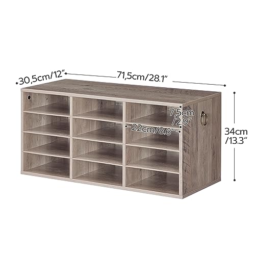 HOOBRO Countertop Mail Sorter Organizer, Wooden Literature Organizer, Student Mailbox for Classroom, Desktop Bill Organizer for Office Home School, 12 Compartments, Greige BG43WF01 - color: Greige