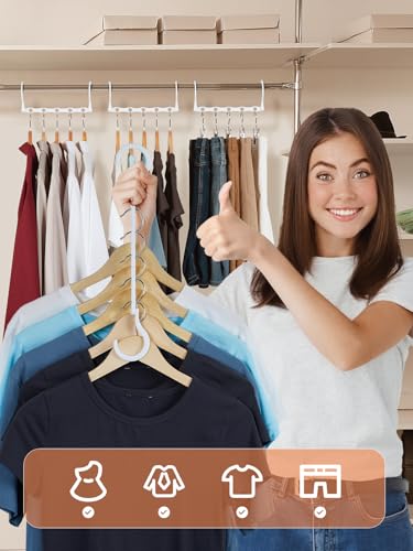 HOUSE DAY White Magic Plastic Hangers Space Saving Organizers and Storage Clothes Hanger Multi Hangers Sturdy Wardrobe Closet for Heavy Clothes, Dorm Room Bedroom Home RV Car Camper Essentials 20 Pack - color: White, size: 20 Pack