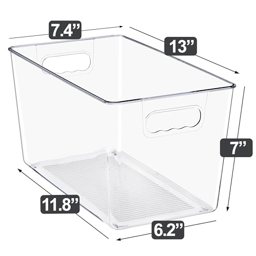 Sorbus Clear Storage Bins, 10 Pack X-Large Organization Bins with Handles – Clear Storage Containers for Storage, Pantry, Fridge, Cabinet, Closet & Kitchen Organization – BPA-Free Plastic - color: 10 Pack, size: X-Large, style: Without Lid