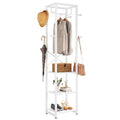 IBUYKE Coat Rack with Shelves, Freestanding Hall Tree with 3 Shelves and 8 Hooks, Industrial Clothes Stand for Entryway, Hallway, Bedroom, White UTMJ088W - color: White