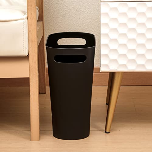 rejomiik Small Trash Can, Slim Garbage Can Plastic Waste Basket with Handles 3.5 Gallon Container Bin for Narrow Spaces Bathroom, Bedroom, Kitchen, Office at Home, 2 Pack Black - color: Black, size: 2 pack
