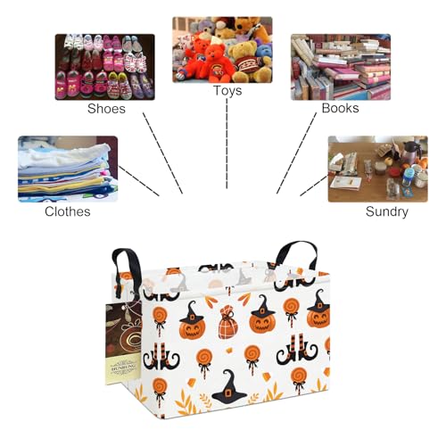 HUNRUNG Rectangle Storage Basket Cute Canvas Organizer Bin for Pet/Children Toys, Books, Clothes Perfect for Rooms/Playroom(REC-Candy Pumpkin) - color: REC-Candy Pumpkin