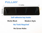 Key Holder for Wall - Adhesive Key Hooks with 4 Hooks, Heavy Duty Stainless Steel, Black, No Screw Holes