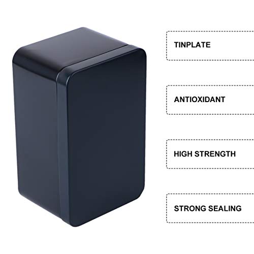 DOITOOL Metal Container Rectangular Tin Box Metal Tin Box with Lids, Empty Box Containers Portable Tea Storage for Tea Candy Candle Jewelry, Black (13x8x6cm) Small