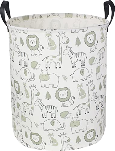 CLOCOR Baby Laundry Basket,Collapsible Kids Toys Storage Baskets,Nursery Hamper for Boys and Girls,Jungle Bedroom Decor,Gift Basket（Green Animals - color: Green Animals