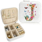 Monogram Jewelry Box Portable Print Jewelry Box, White Compact Jewelry Box Travel Jewelry Case Travel Case Organizer Bag Storage Box Jewelry Holder For Necklace Earrings Rings Bracelet (Letter J)