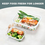 KOMUEE 10 Pack Glass Food Storage Containers, Meal Prep Containers with Lids, Airtight Glass Lunch Boxes, Freezer, Oven, and Microwave Safe, Green - color: Green