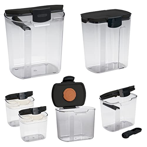 Progressive ProKeeper Baker's Airtight Kitchen Storage Canister Container Set for Flour, Sugar & More, Keeps Ingredients Fresh, with Accessories (Black, 6- Piece) - color: Black, size: 6- Piece