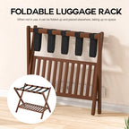 Luggage Racks Set Of 2 Suitcase Stand Foldable With Storage Shelf For Guest Room Hotel Essentials Solid Bamboo Heavy-Duty Item Holder Chestnut Brown