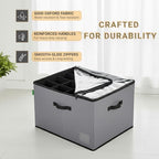 2 Pack Shoe Organizer for Closet, Foldable Fabric Shoe Storage Box with Adjustable Dividers and Clear Dustproof Cover, Large Collapsible Shoe Bins & Containers, Holds up to 32 Pairs, Gray