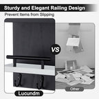 Key Holder Wall Mount, Key Holder With 2 Display Shelf, 3 Hooks for Key, Coat, Dog Leash, Key Hanger with Hook for Mail, Potted Plant, Farmhouse Mail Holder, Entry Way Organizer (Black & White) - color: Black & White