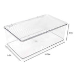 Isaac Jacobs Medium Stackable Organizer Bin (10.75”x6.5”x3.7”) w/ Hinged Lid, Clear Storage Box, Home, Office, School, Fridge, Bathroom, Kitchen, Pantry Container, BPA-Free, Food Safe (Medium, Clear) - size: Medium