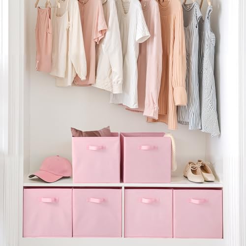 Cupic Cupid 13x13 Storage Cubes, 6 Pack Open Storage Bins with Handles, Storage Cube Organizer for Clothes and Toys, Collapsible Cube Bins for Closet, Shelves, Offices, Pink - color: Pink, size: 13 Inch