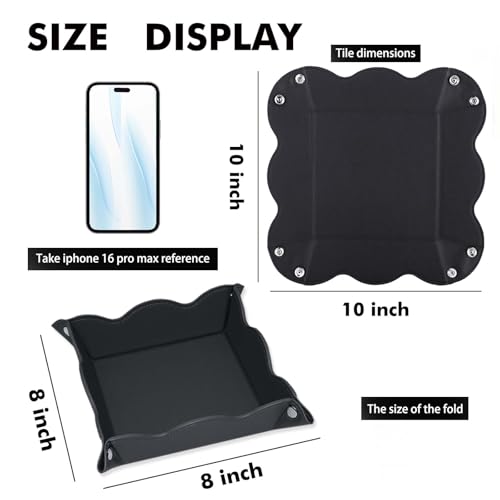 Valet Tray for Men Women - PU Leather Travel Catchall Tray Organizer - Desk Bedside Nightstand Storage Box for Jewelry Key Phone Remote Controller Wallet Watch Glasses Coin Readers -Black - color: Black