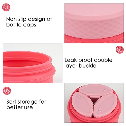 Adorila 2-Pack Silicone Travel Makeup Containers, 0.34oz/10ml TSA Cream Jars, 3-in-1 Modular Skincare Storage Case (Blue, Pink) - color: Blue+Pink