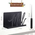 Jetec Mail Holder Cutout Metal Letter Holder Countertop Organizer Cutout Mail Lettering Design with Letter Opener for Home Office Envelope Bill Filling Paper Document Storage(Black Artistic Font)