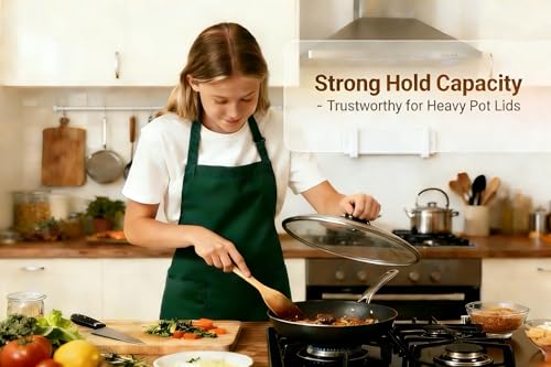 Stainless Steel Wall Mounted Cutting Board Holder Punch-Free Adhesive Multifunctional Kitchen Organizer Pot Lid Storage Rack 7" x 2.3" x 1.8" White - color: White