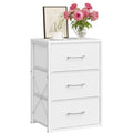 CHOEZON Stackable Storage Drawers for Closet, 3 Drawer Dresser with Wooden Top, Fabric Clothes Organizers with Metal Handles, Closet Organizer with 3 Drawers for Bedroom, Living Room, White TCW31WB - size: 11.8"D x 15.7"W x 23"H (3 Drawers)